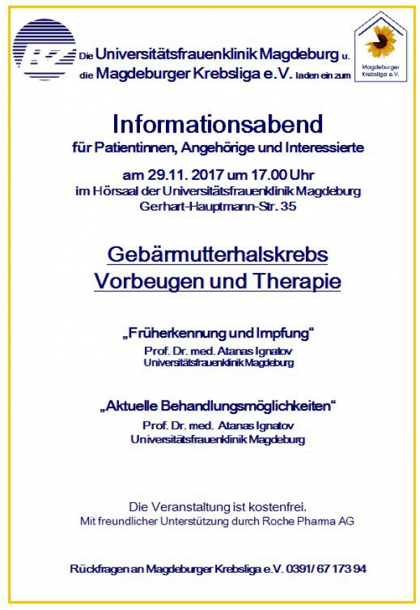 Patientenforum zum Thema &quot;Gebärmutterhalskrebs- Vorbeugen und Therapie&quot;